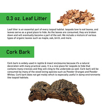 Load image into Gallery viewer, Leaf litter and cork bark with descriptive text on a white background